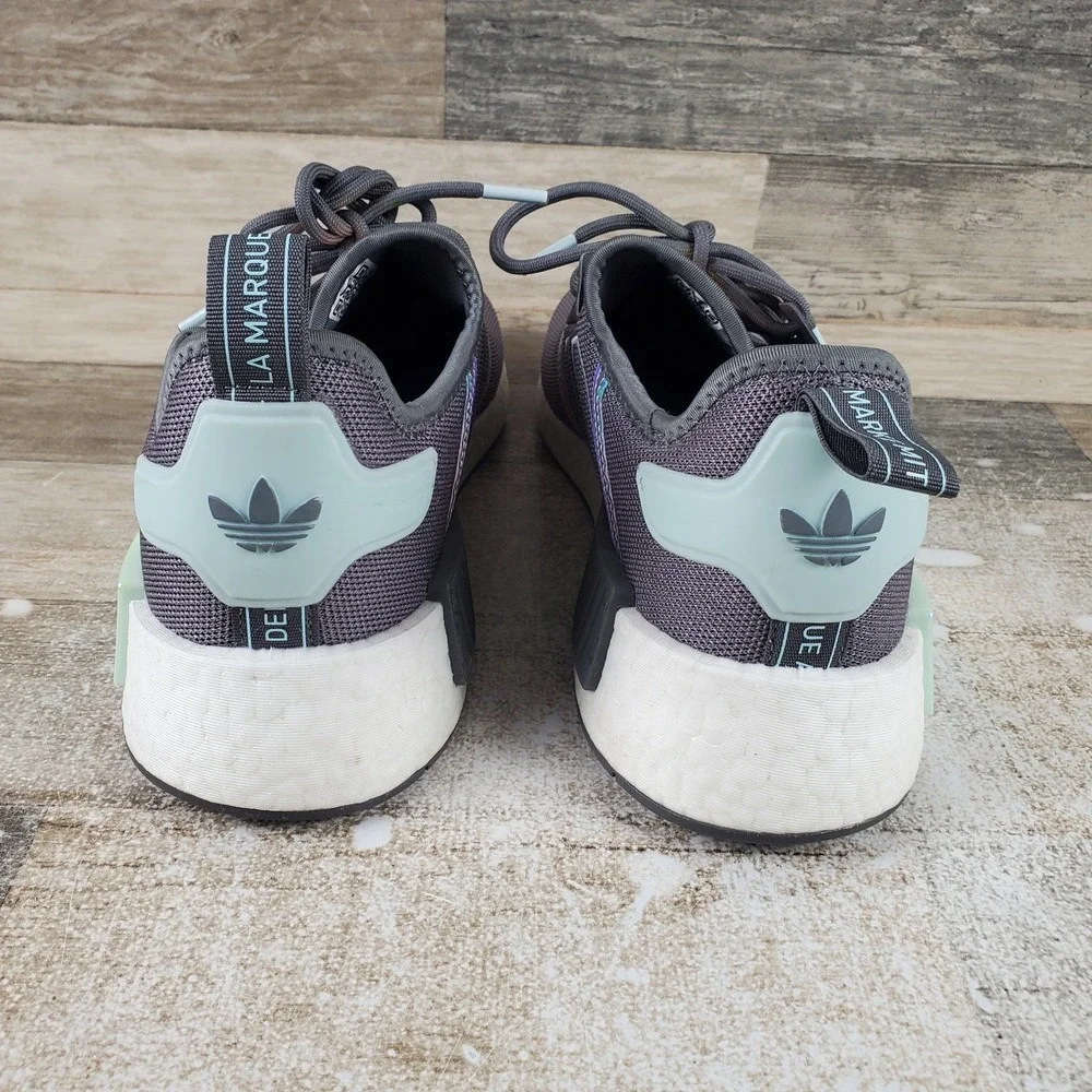 Adidas Originals NMD R1 Womens Shoes Sz 10.5 Running Lace-Up Gray White Sneakers